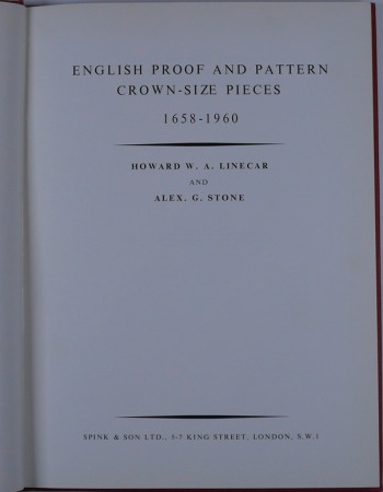 English proof and pattern crown-size piece 1658-1960, H.W.A. Linecar and A.G. Stone, 1968
