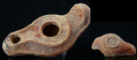 Byzantin - Lampe à huile en terre cuite (Osselles) - 600 / 800 ap. J.-C.