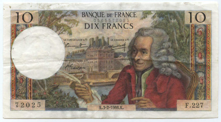 10 francs Voltaitre 3-2-1966 TTB+
