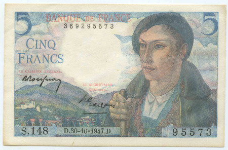 5 francs Berger 30-10-1947 NEUF