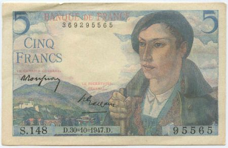 5 francs Berger 30-10-1947 NEUF