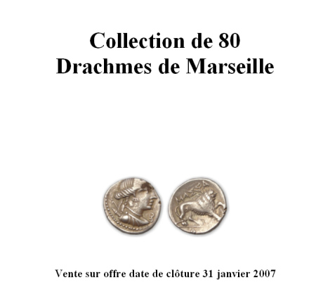 Catalogue VSO collection de 80 drachmes de Marseille