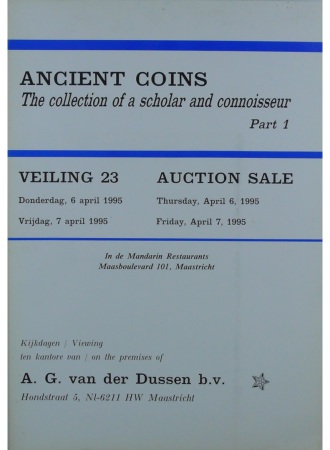 Catalogue de vente, Vente A.G. van der Dussen, Ancien coins the collection of a scholar and connoisseur, part 1 and 2, avril and june 1995
