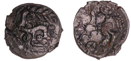 Aulerques Eburovices - Bronze à la tête d'Apollon et à la treille de vigne (50-40 av. J.-C.)