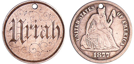 Etats-Unis - Médaille de mariage sur un dime de 1877