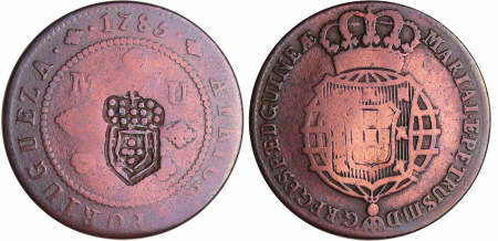 Angola - Maria II. (1834-1853) - 1/2 macuta 1837 contremarqué