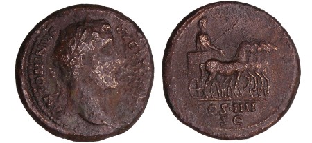Antonin le Pieux - Sesterce (146, Rome) - Quadrige