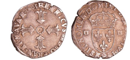 France - Henri IV (1589-1610) - Quart d'écu à la croix batonnée fleurdelisée - 1603 & (Aix)