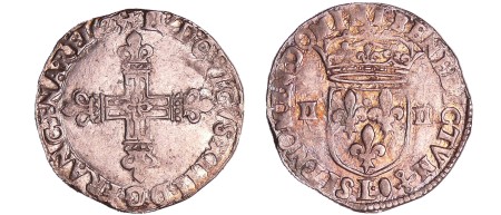 France - Louis XIII (1610-1643) - ¼ d'écu à la croix fleuronnée, avers côté croix - 1623 L (Bayonne)