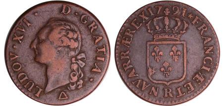 France - Louis XVI (1774-1792) - Sol - 1791 R (Orléans)