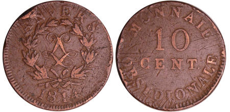 France - Louis XVIII (1815-1824) - 10 centimes Siège d'Anvers 1814 R