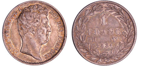 France - Louis-Philippe Ier (1830-1848) - 1 franc tête nue 1831 H (La Rochelle)