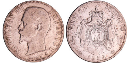 France - Napoléon III (1852-1870) - 5 francs tête nue 1858 A (Paris)