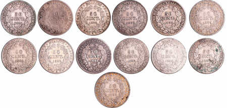 France - Troisième république (1871-1940) - 50 centimes Cérès lot de 13 monnaies