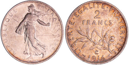 France - Troisième république (1871-1940) - 2 francs Semeuse 1914 C
