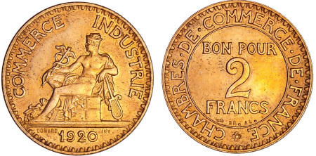 France - Troisième république (1871-1940) - 2 francs Chambre de commerce 1920