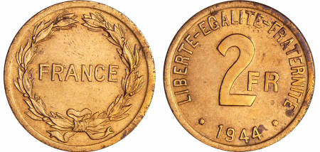France - France libre (1940-1944) - 2 francs France libre - 1944 (Philadelphie)