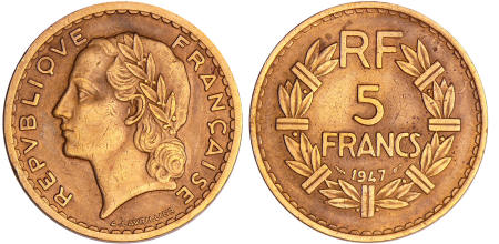 France - Quatrième république (1947-1959) - 5 francs Lavrillier bronze alu 1947