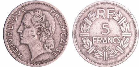 France - Quatrième république (1947-1959) - 5 francs Lavrillier aluminium 1952