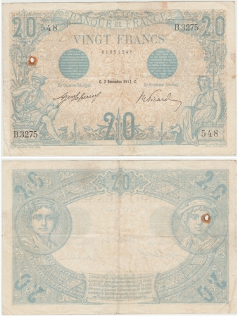 France - 20 francs " Bleu" Type 1905
