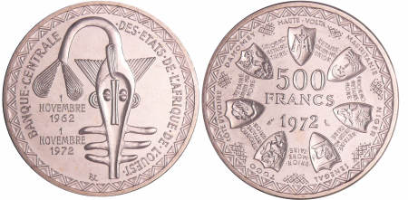 Afrique de l'ouest - 500 francs 1972