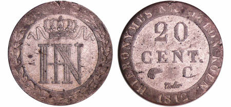 Allemagne - Westphalie - Jérome Napoléon - 20 centimes 1812 C