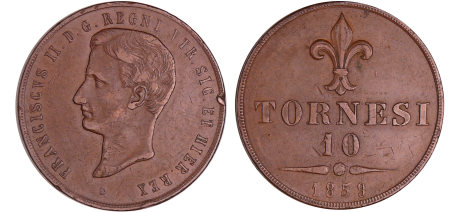 Italie -  Régne des deux Sicile - Francesco II (1859-1861) - 10 tornesi 1859