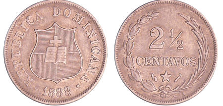 République Dominiquaine - 2 1/2 centavos 1888 A