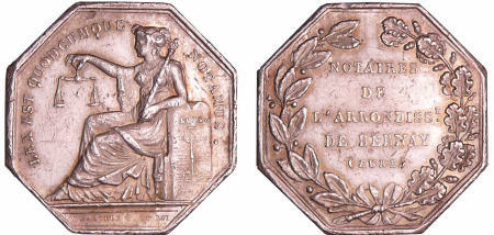 France - Notaire de Berney (27) - Jeton argent (11860-déc 1879)