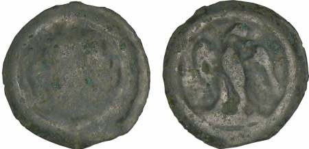 Carnutes - Potin à l’aigle de face et à la tête casquée (52 av. J.-C.)