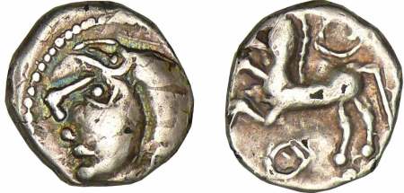Eduens - Denier à la tête casquée (80-50 av. J.-C.) monnaie fourrée