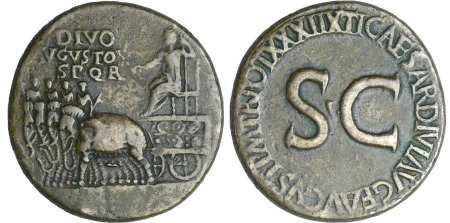 Octave Auguste - Sesterce (36-37, Rome) - Restitution de Tibère