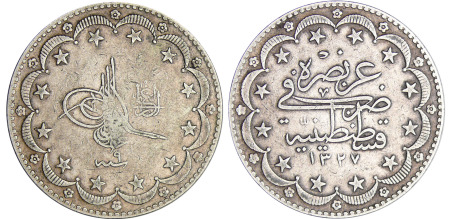 Turquie - Muhammad V (1909-1918) - 20 Kurush 1327 / 9 (1917)