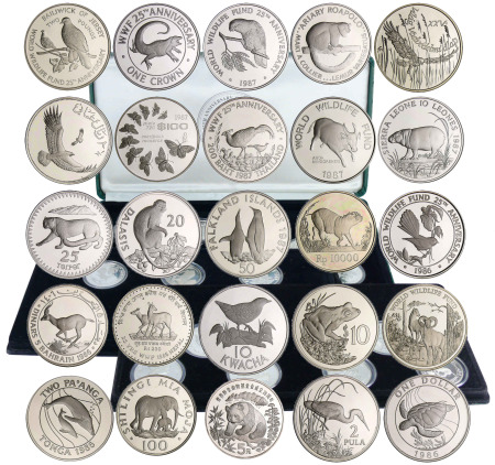 Monde - Coffret de 25 monnaies pour de 25ème anniversaire du World Wildlife Fund - 1986 /1987