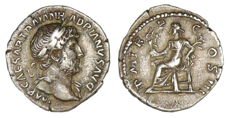 Hadrien - Denier (123, Rome) Femme assise