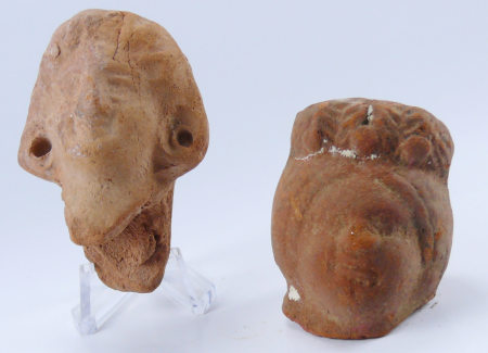 Romain - Lot de 2 têtes en terre cuite - 3ème-5ème siècle